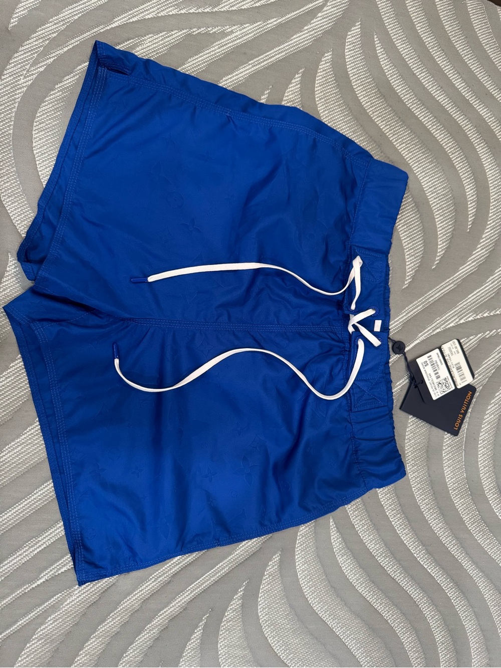 Louis Vuitton Royal Blue Athletic Swim Shorts with White Drawstring